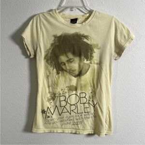 VTG Zion RootsWear Bob Marley Reggae Bold Graphic Women’s T-Shirt Sz L Yellow